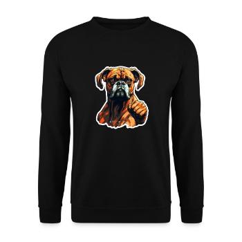 Boxer lustig - Unisex Pullover - Schwarz - Vorne - Alina (178cm) & Michal (187cm)