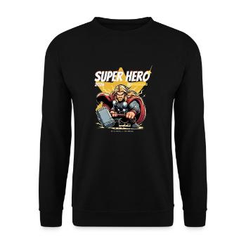 Super Hero - Unisex Pullover - Schwarz - Vorne - Alina (178cm) & Michal (187cm)