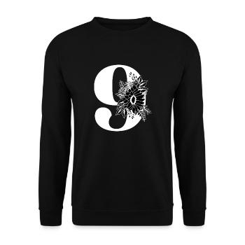 Numéro 9 floral noir -9e anniversaire floral - Sweat-shirt Unisexe - noir - Devant - Alina (178cm) & Michal (187cm)