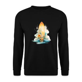 SURFBOARD IN BLOOM - Unisex Sweatshirt - black - Front - Alina (178cm) & Michal (187cm)