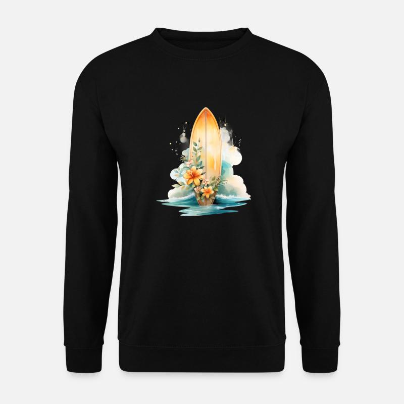 PLANCHE DE SURF EN FLEURS - Sweat-shirt Unisexe - noir