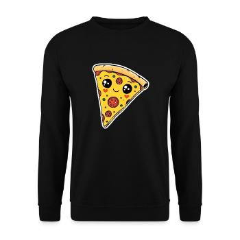 Pizza morceau de pizzeria - Sweat-shirt Unisexe - noir - Devant - Alina (178cm) & Michal (187cm)