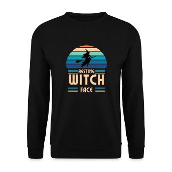 Resting Witch Face Retro - Unisex Pullover - Schwarz - Vorne - Alina (178cm) & Michal (187cm)