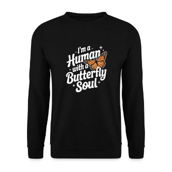 Schmetterling Monarchfalter Bunt Schmetterlinge - Unisex Pullover - Schwarz - Vorne - Alina (178cm) & Michal (187cm)