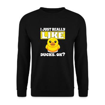 Funny Duck Art I Like Ducks - Unisex Sweatshirt - black - Front - Alina (178cm) & Michal (187cm)
