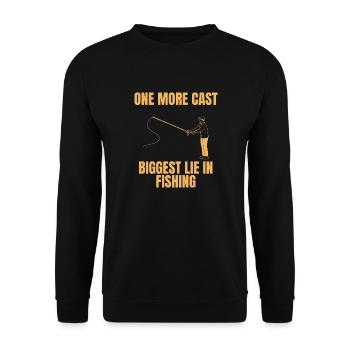 Noch ein Wurf - Die größte Lüge des Angelns - Unisex Pullover - Schwarz - Vorne - Alina (178cm) & Michal (187cm)