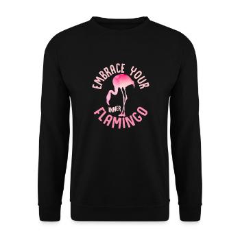 Embrassez votre flamant rose intérieur mignon oiseau rose - Sweat-shirt Unisexe - noir - Devant - Alina (178cm) & Michal (187cm)