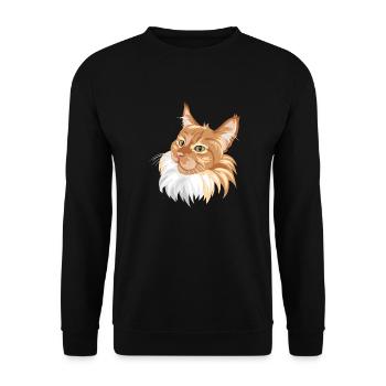 Ingwer Katze Porträt - Unisex Pullover - Schwarz - Vorne - Alina (178cm) & Michal (187cm)