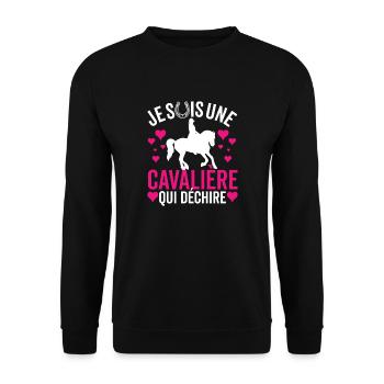 Equitation Je Suis Une Cavalière Qui Déchire - Sweat-shirt Unisexe - noir - Devant - Alina (178cm) & Michal (187cm)