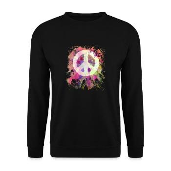 Peace Weltfrieden Flower Power Geschenk - Unisex Pullover - Schwarz - Vorne - Alina (178cm) & Michal (187cm)