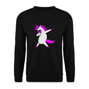 dabbing unicorn cool - Unisex Pullover - Schwarz - Vorne - Alina (178cm) & Michal (187cm)