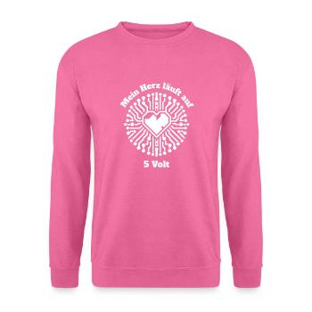 My heart runs on 5 volts - Unisex Sweatshirt - pink - Front