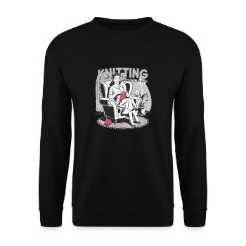 Design de tricot amusant – humour rétro pour l’artisanat - Sweat-shirt Unisexe - noir - Devant - Alina (178cm) & Michal (187cm)