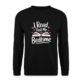 Bücher Buch lesen Bücherei Bibliothek Bücherwurm - Unisex Pullover - Schwarz - Vorne - Alina (178cm) & Michal (187cm)