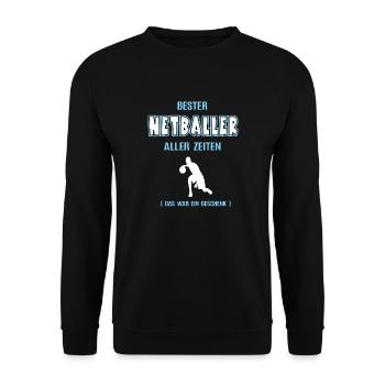 Bester Netball Spieler Netballer Netballspieler - Unisex Pullover - Schwarz - Vorne - Alina (178cm) & Michal (187cm)