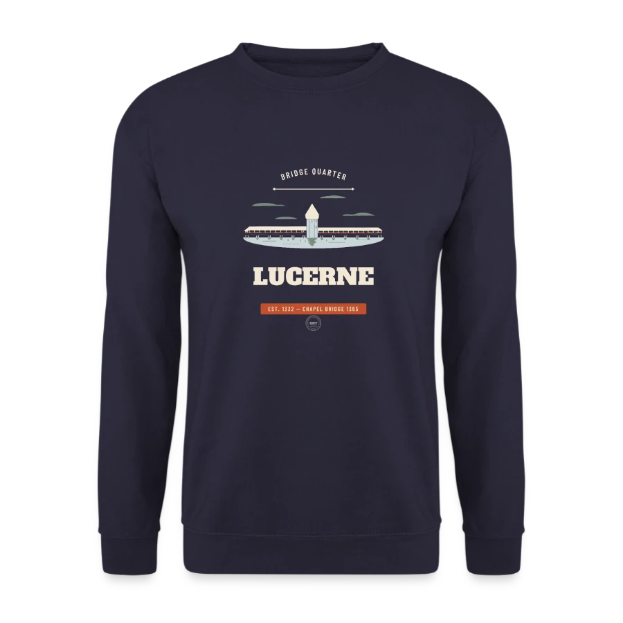 Embleem Lucerne op unisex sweatshirt, navy