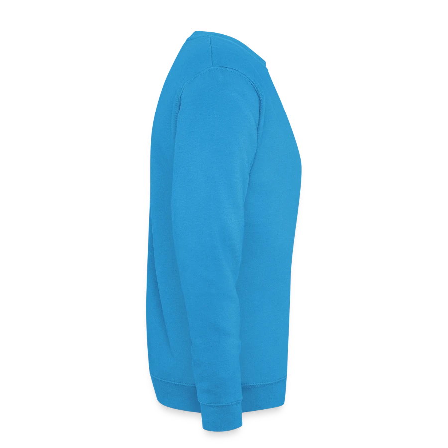 Drift Island badge on a unisex sweatshirt, sea blue, right