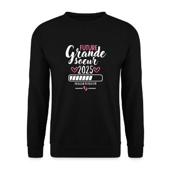 Zukunft große Schwester 2025 - Unisex Pullover - Schwarz - Vorne - Alina (178cm) & Michal (187cm)