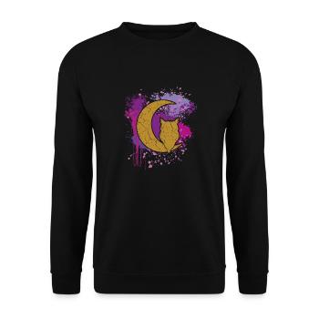 Owl on crescent moon | Melancholy | mysticism - Unisex Sweatshirt - black - Front - Alina (178cm) & Michal (187cm)