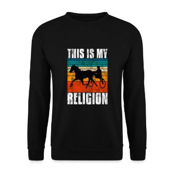 This is my Religion Trotting Race Trabreiter Sulky - Unisex Sweatshirt - black - Front - Alina (178cm) & Michal (187cm)