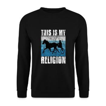 This is my Religion Trotting Race Trabreiter Sulky - Unisex Sweatshirt - black - Front - Alina (178cm) & Michal (187cm)