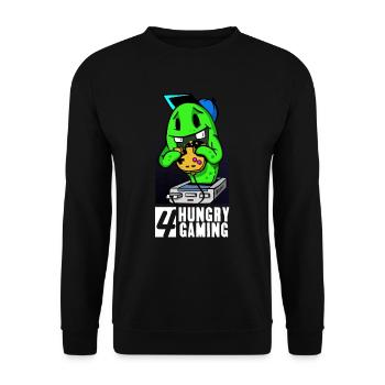 Videogames Retro Gaming Shirt - Hungry 4 Gaming - Unisex Pullover - Schwarz - Vorne - Alina (178cm) & Michal (187cm)