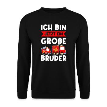 Großer Bruder Feuerwehr Grosser Bruder Geschenk - Unisex Pullover - Schwarz - Vorne - Alina (178cm) & Michal (187cm)