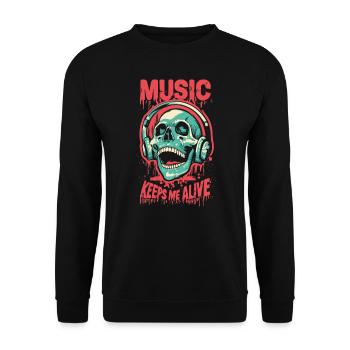 Music Keeps Me Alive - Motive 1 - Unisex Pullover - Schwarz - Vorne - Alina (178cm) & Michal (187cm)