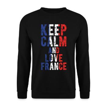 Bewahren Sie Ruhe und lieben Sie Frankreich - Unisex Pullover - Schwarz - Vorne - Alina (178cm) & Michal (187cm)