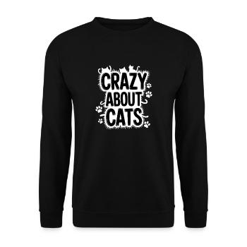 Crazy About Cats Katzen - Unisex Sweatshirt - black - Front - Alina (178cm) & Michal (187cm)
