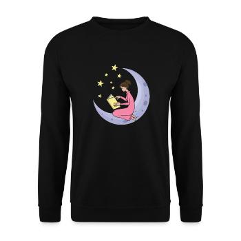 Moon star girl woman learn to read book - Unisex Sweatshirt - black - Front - Alina (178cm) & Michal (187cm)