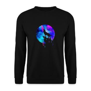Espace de pleine lune - cadeau - loup hurlant - Sweat-shirt Unisexe - noir - Devant - Alina (178cm) & Michal (187cm)