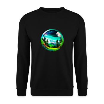Schöne Berge Landschaft kreisrund freigestellt - Unisex Pullover - Schwarz - Vorne - Alina (178cm) & Michal (187cm)