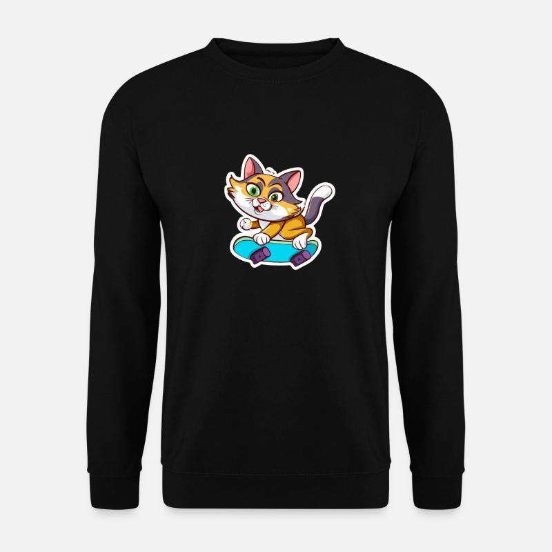 Katze am skaten - Unisex Pullover - Schwarz