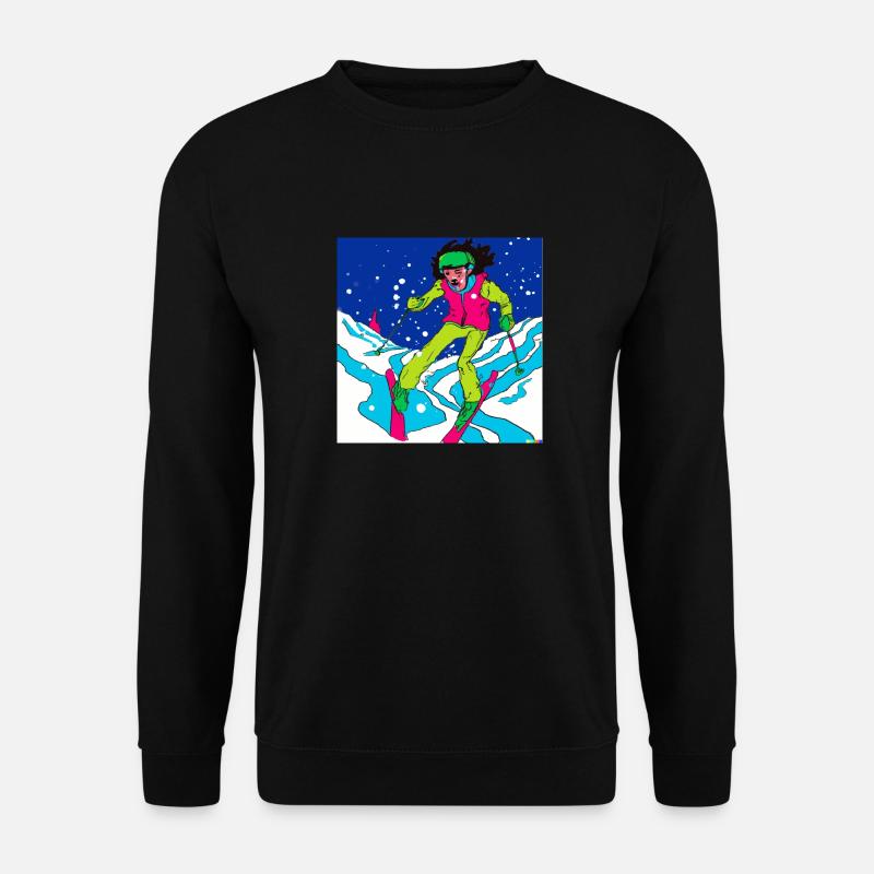 Skier auf Talabfahrt - Unisex Pullover - Schwarz