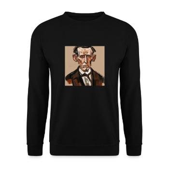 Founding Father Abraham Lincoln - Schiele - Unisex Sweatshirt - black - Front - Alina (178cm) & Michal (187cm)