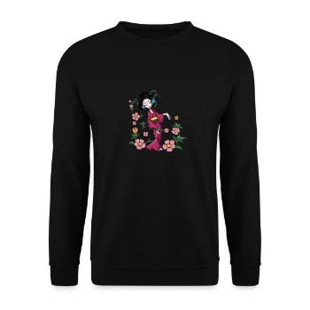 Geisha au printemps - Sweat-shirt Unisexe - noir - Devant - Alina (178cm) & Michal (187cm)