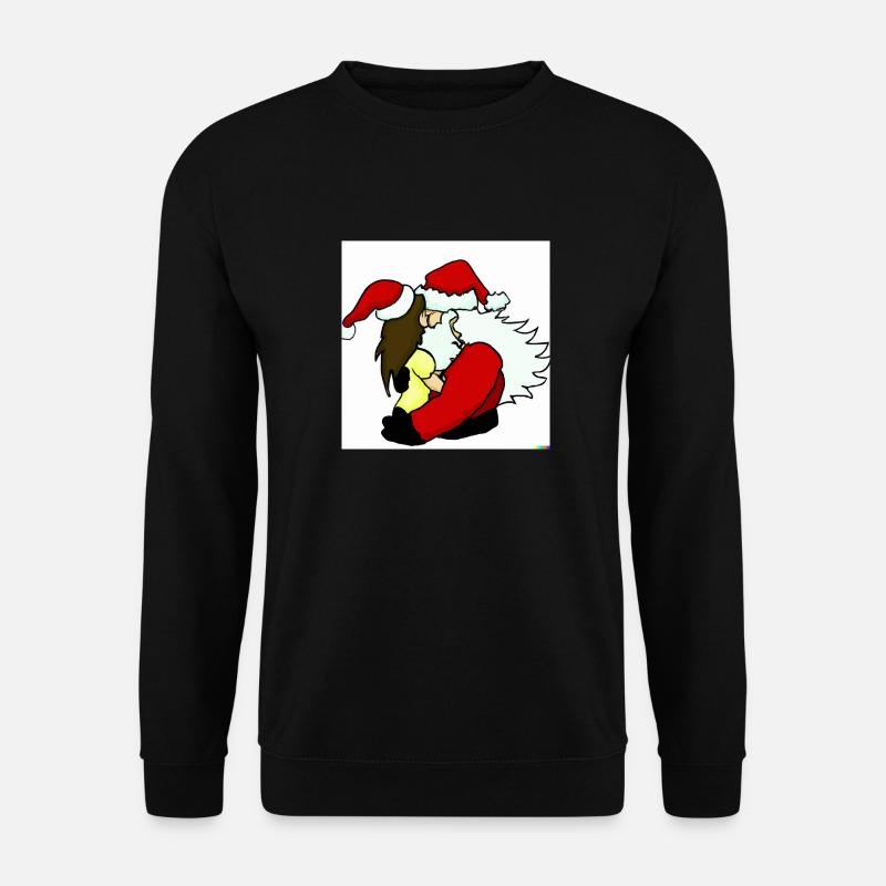 weihnachtsmann und weihnachtsfrau kussen - Unisex Pullover - Schwarz