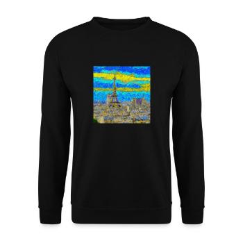 Paris - van Gogh Style - Unisex Pullover - Schwarz - Vorne - Alina (178cm) & Michal (187cm)