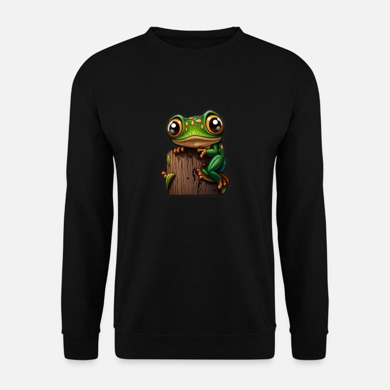 Cute Frog on a Log - Unisex Sweatshirt - black