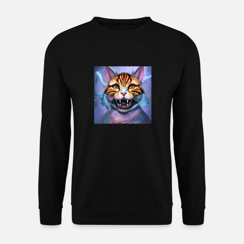 funny cats kitty with teeth - Unisex Pullover - Schwarz