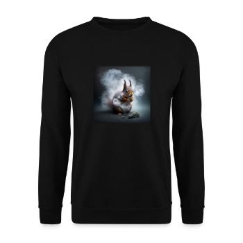Das Eichhörnchen im Dunst - Oachkatzlschors - Unisex Pullover - Schwarz - Vorne - Alina (178cm) & Michal (187cm)