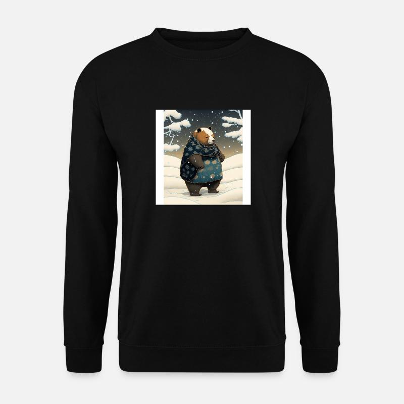 snow covered bear in ukiyo-e - Unisex Pullover - Schwarz