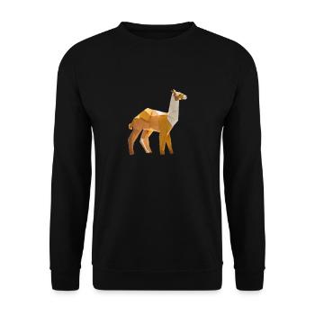 Origami Geometrie Alpaka bunt modern arty - Unisex Pullover - Schwarz - Vorne - Alina (178cm) & Michal (187cm)