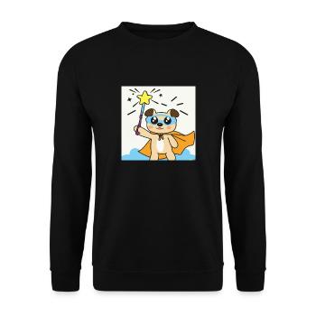 Süßer Super Hund mit Zauberstab für groß und klein - Unisex Pullover - Schwarz - Vorne - Alina (178cm) & Michal (187cm)