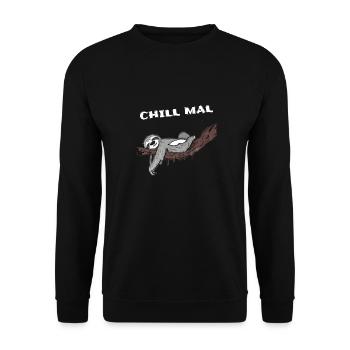 Chill mal Faultier chillen relax - Unisex Pullover - Schwarz - Vorne - Alina (178cm) & Michal (187cm)