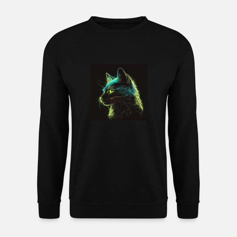 Neonkatze bei Nacht - Unisex Pullover - Schwarz