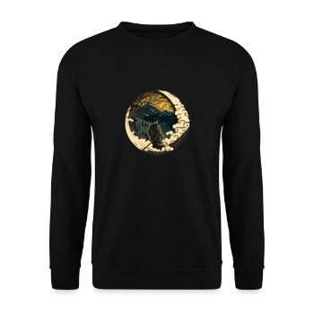 Nr. 7 : Japanischer Art Samurai Fighter Ukiyo_e Stil - Unisex Pullover - Schwarz - Vorne - Alina (178cm) & Michal (187cm)