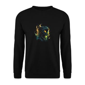 Weltraum-Alien - Unisex Pullover - Schwarz - Vorne - Alina (178cm) & Michal (187cm)