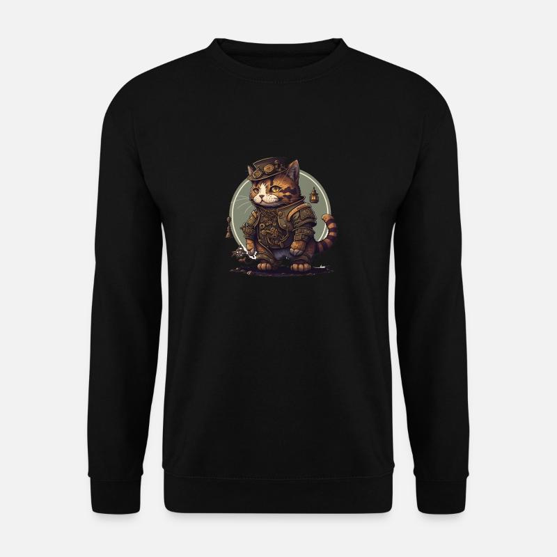 Steampunk Katze - Unisex Pullover - Schwarz